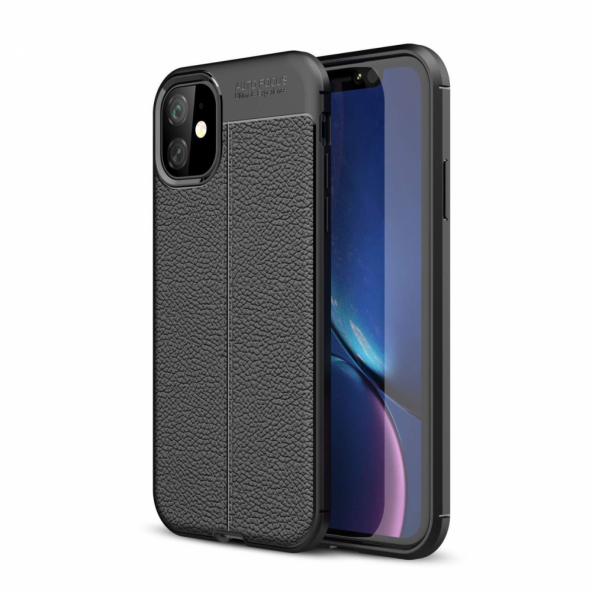 iPhone 11 Kılıf Focus Deri Görünümlü Silikon Kılıf Esnek Kapak