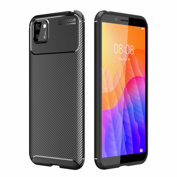 Huawei Y5P Kılıf Focus Karbon Silikon Kılıf Esnek Kapak