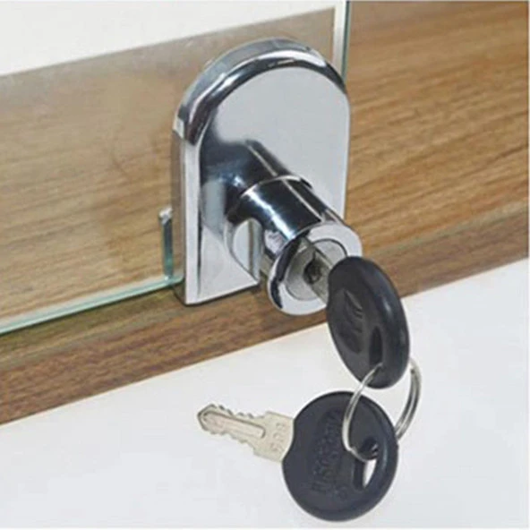 Ugr Cam Kilidi 21 mm Metal 2 Anahtarlı Vitrin Pano Kilidi - Resim 2