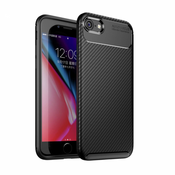 iPhone 8 Kılıf Focus Karbon Silikon Kılıf Esnek Kapak