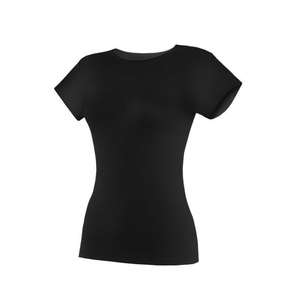 6 Adet Yıldız Bayan Likralı Kısa Kollu T-Shirt Fanila Siyah 2141