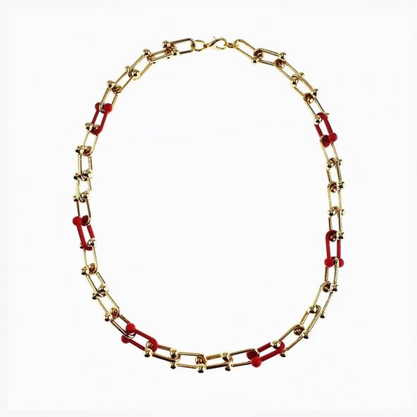 Altın Kaplama Sar & Pembe Renk Kadın Zincir Kolye - 2