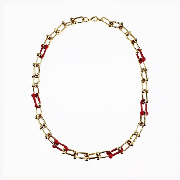 Altın Kaplama Sar & Pembe Renk Kadın Zincir Kolye - 3