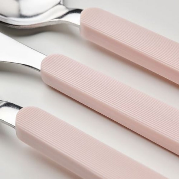 16 Parça Kaşık-Çatal-Bıçak Seti, Pembe Renk MeridyenDukkan, Paslanmaz Çelik - 3