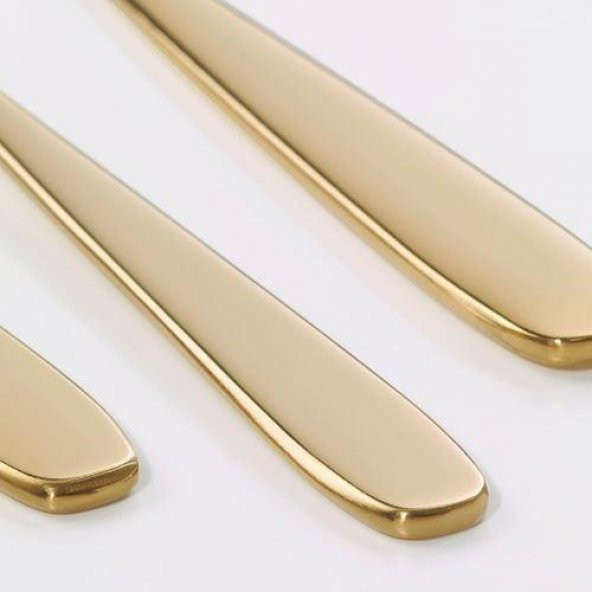 6 lı Çatal Bıçak Kaşık Seti MeridyenDukkan Gold Renk 24 Parça Paslanmaz Çelik Pirinç - Resim 3