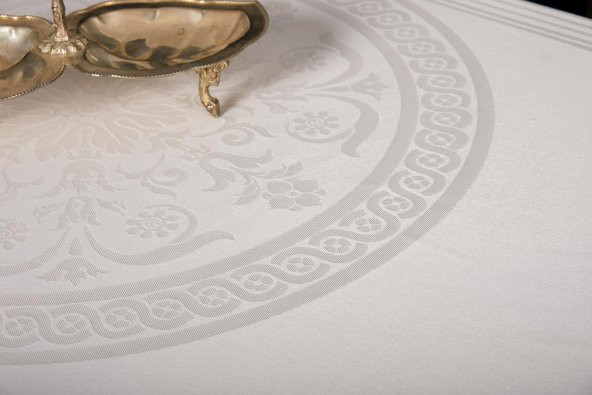 Finezza Lida Lüx Jakar BambuKumaş Krem Masa Örtüsü 160x280 cm  - 1265 - 4
