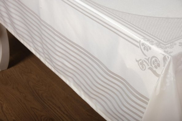 Finezza Lida Lüx Jakar Bambu Kumaş Krem Masa Örtüsü 160x320 cm  - 1266 - Resim 4