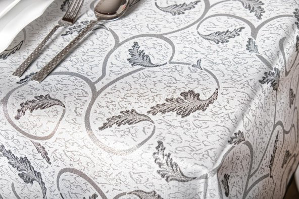 Finezza Aurora Jakar Kumaş Gümüş Siyah Sofra Tk. 8 Kşl. 160x230 cm 17 Prç - 1267 - 3