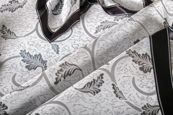 Finezza Aurora Jakar Kumaş Gümüş Siyah Sofra Tk. 8 Kşl. 160x230 cm 17 Prç - 1267 - 4