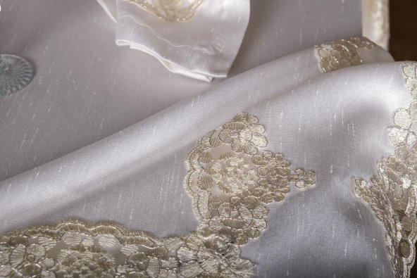 Finezza Melek Güpürlü Bambu Kumaş Krem Sofra Tk. 8 Kşl. 160x230 17 Prç. - 1269 - 3