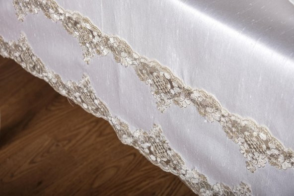 Finezza Melek Güpürlü Bambu Kumaş Krem Sofra Tk. 8 Kşl. 160x230 17 Prç. - 1269 - 6