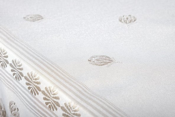 Finezza Nilüfer Lüx Jakar Kumaş Taş Rengi Masa Örtüsü 160x320 cm  - 1270 - 6