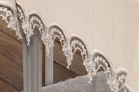 Finezza Ahsen Güpürlü Keten Kumaş Krem Sofra Takımı 8 kş. 160x230 17 Prç - 1275 - 3