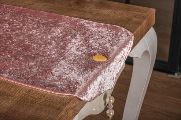 Finezza Clair KadifeNakışlı Runnerlı Pudra Salon Takımı 5 Parça - 1276 - 3