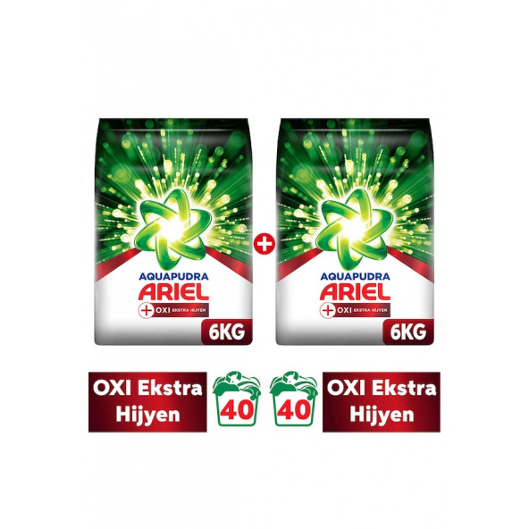 Ariel Oxi AquaPudra 6 kg 2'li Paket Toz Çamaşır Deterjanı - 1