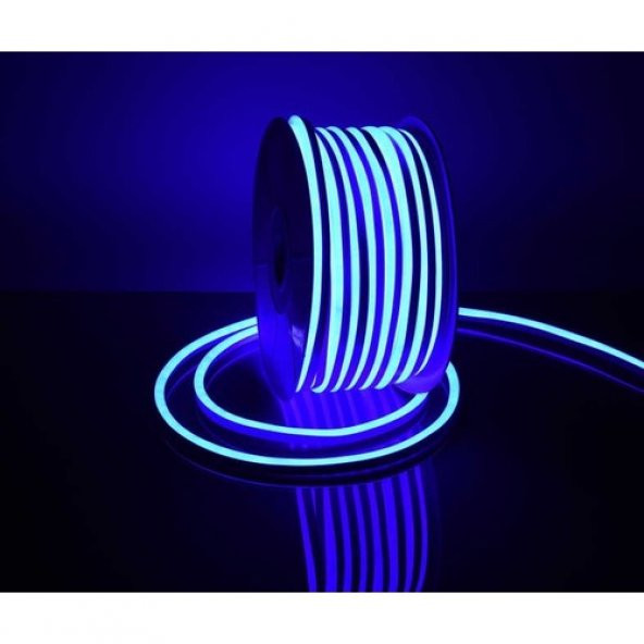Yuled 220 Volt Esnek Neon Hortum Şerit LED Işık Aydınlatma Tak Çalıştr 1mt Mavi