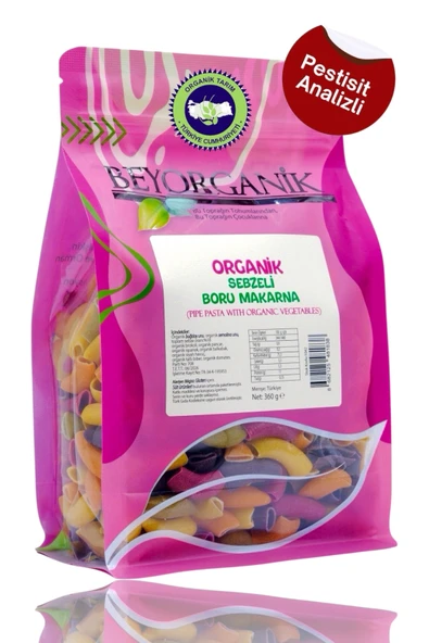 BEYORGANİK Organik Sebzeli Boru Makarna %18 360gr ürün görseli 1