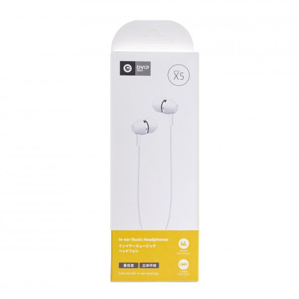 DVIP X5 İn-Ear 3.5MM Jack Girişli Mikrofonlu Kablolu Kulaklık Beyaz - 3