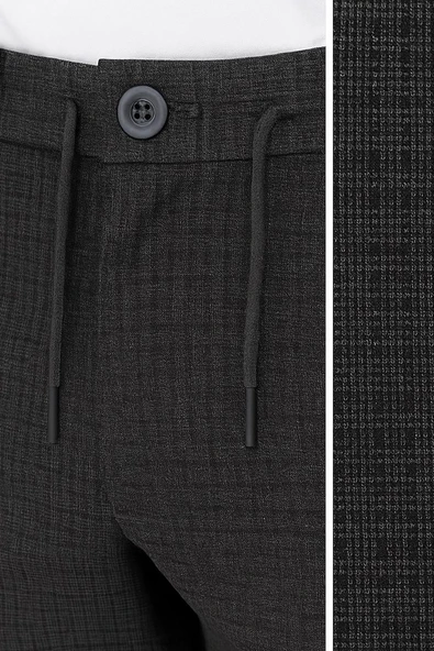 Cekmon Erkek Likralı Beli Lastikli Bağcıklı İpliği Boyalı Kendinden Desenli Rahat Günlük & Şık Jogger Pantolon RN2709 - Resim 2