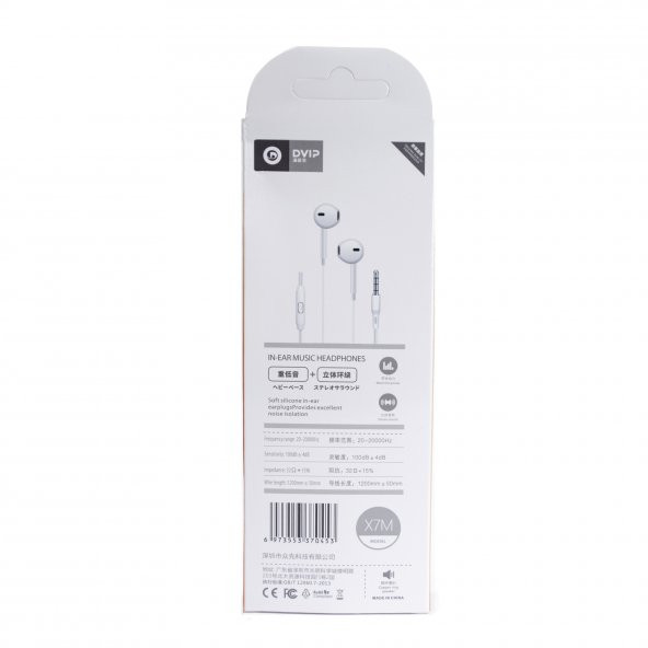 DVIP X7M 3.5MM Jack Girişli Mikrofonlu Kablolu Kulaklık Beyaz - 2