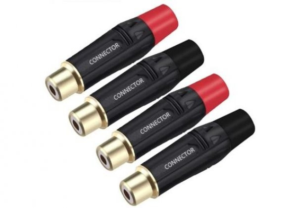 2 RCA Dişi Kaliteli Jack Kırmızı + Siyah ürün görseli