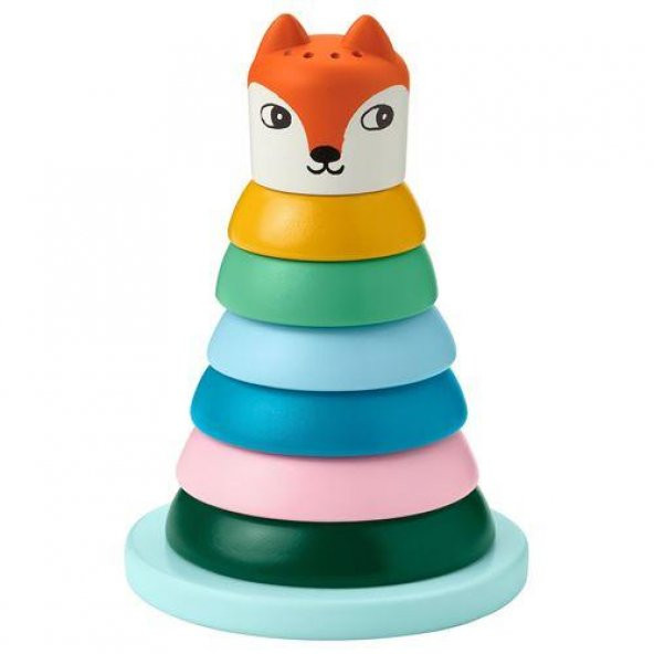 Bebek Oyuncak Renkli Piramit MeridyenDukkan Tilki Temalı Ahşap-Geliştirici Oyuncak