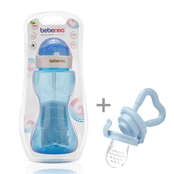 Pipetli Bardak Suluk & Süzgeçli Meyve Emziği Hediye Pratik Kapaklı Bebek Matarası 300 ml - 4