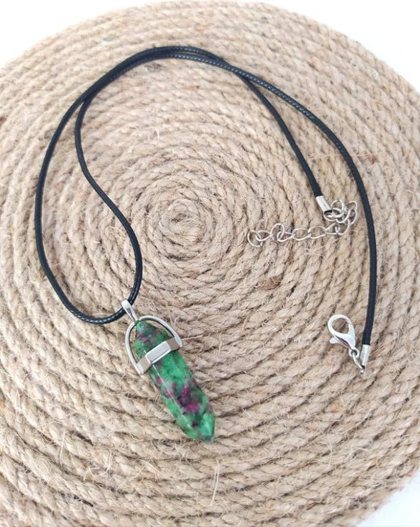 Kolye Çakra Doğal Zoisit Taşı Çivi Kolye Takı Bijuteri Aksesuar