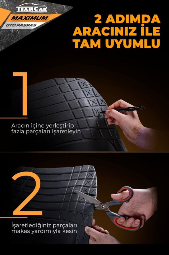 Maximum 4D Universal Havuzlu Paspas 5 Parça 1.Sınıf GRİ - 8