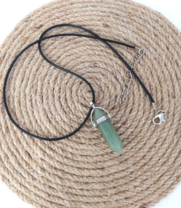 Kolye Çakra Doğal Ceyt Taşı Çivi Kolye Takı Bijuteri Aksesuar