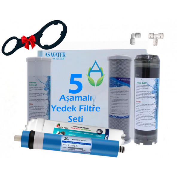 Aura Cebilon Açık Kasa Su Arıtma 5'li Lüx 10" Filtre Seti 75GPD BENC Membranlı