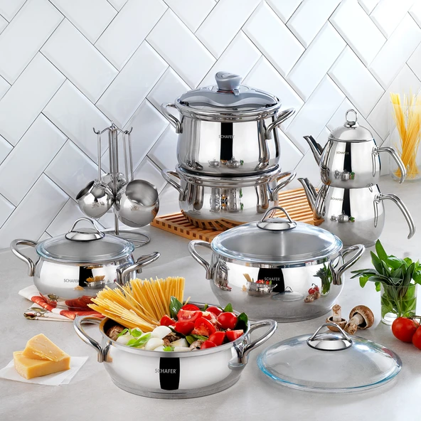 Schafer Alia Çelik Çeyiz Seti 18 Parça-Gümüş - 2