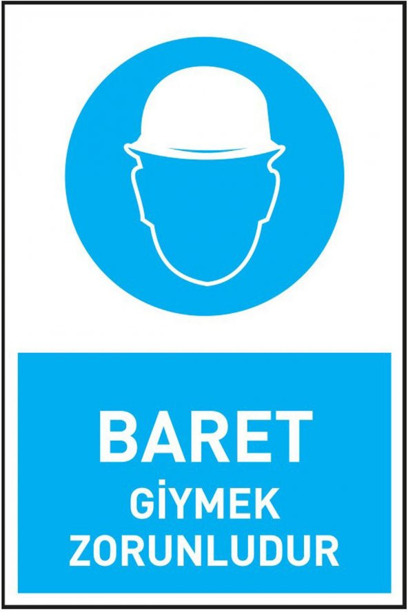 İş Güvenliği 3 Adet Levhası Baret Giymek Zorunludur Uyarı - İşaret Levhası(Bant Hediye) - 2