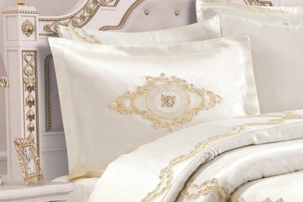 Finezza Hera Polyester Pamuk Krem Pike Takımı Çift Kişilik 6 Parça  - 1280 - 2