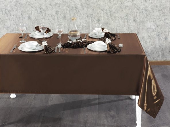 Finezza Kristal Monoray KumaşKahve Sofra Takımı 8 Kişilik 160x220 17Prç - 1281 - 3
