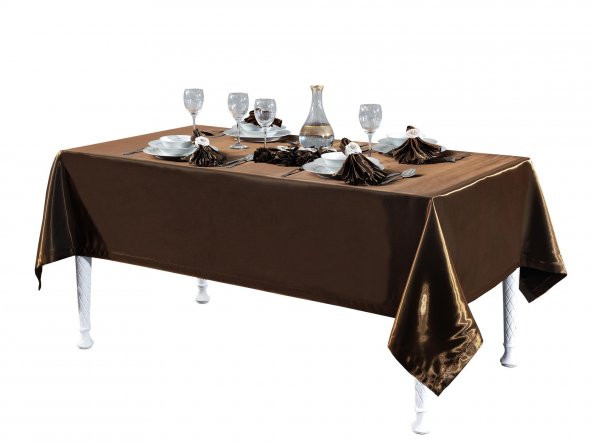 Finezza Kristal Monoray KumaşKahve Sofra Takımı 8 Kişilik 160x220 17Prç - 1281 - 4
