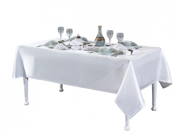 Finezza Kristal Monoray Kumaş Beyaz Sofra Takımı 8 Kişilik 160x220 17Prç.- 1282 - 4