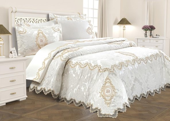 Finezza Artemis Polyester Pamuk Krem Gelin Seti Çift Kişilik 7 Parça  - 1283 ürün görseli