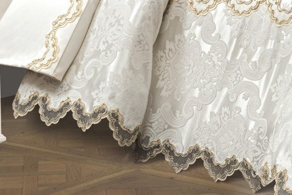 Finezza Artemis Polyester Pamuk Krem Gelin Seti Çift Kişilik 7 Parça  - 1283 - Resim 5