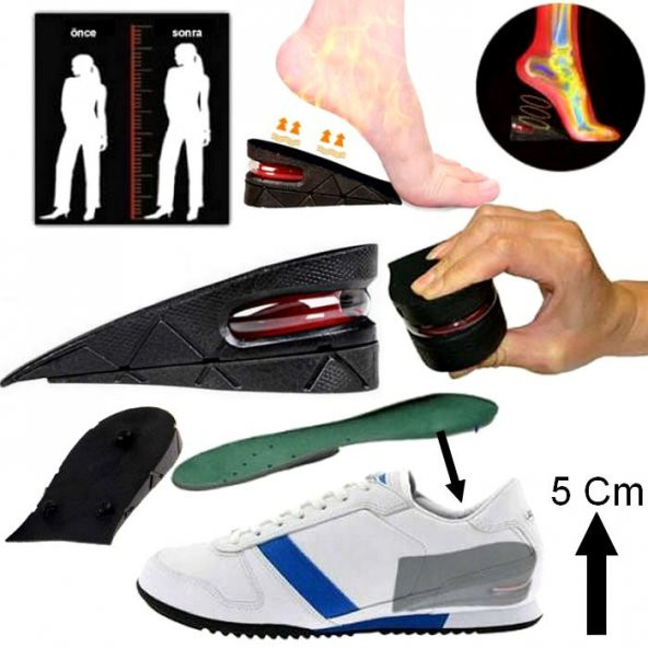 5 Cm Gizli Topuk Hava Yastıklı Boy Uzatıcı Tabanlık Uzatan Taban Uzatma Tabanı Ayakkabı Tabanlığı