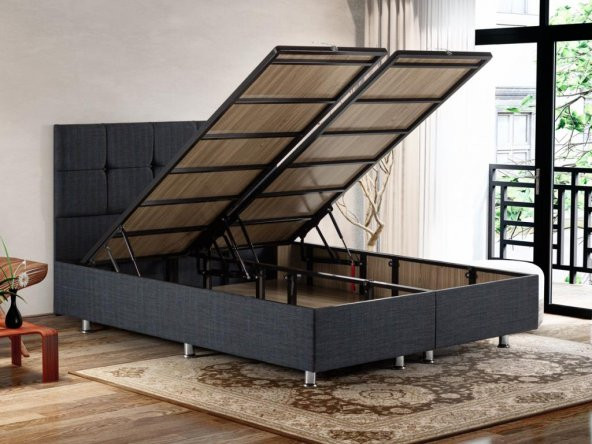 Niron Notte 100x200 Tek Kişilik Lüks Baza ve Başlık Seti Kaydırmaz Kumaşlı - 2