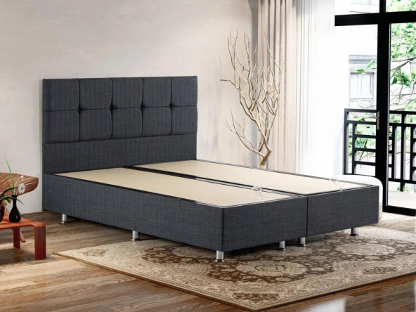 Niron Notte 120x200 Tek Kişilik Lüks Baza ve Başlık Seti Kaydırmaz Kumaşlı