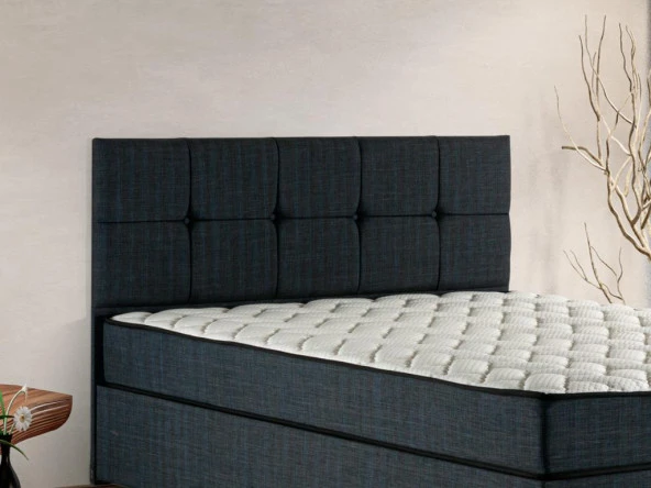 Niron Notte Tek Kişilik Başlık, Lacivert Keten Yatak Başlığı - Resim 2