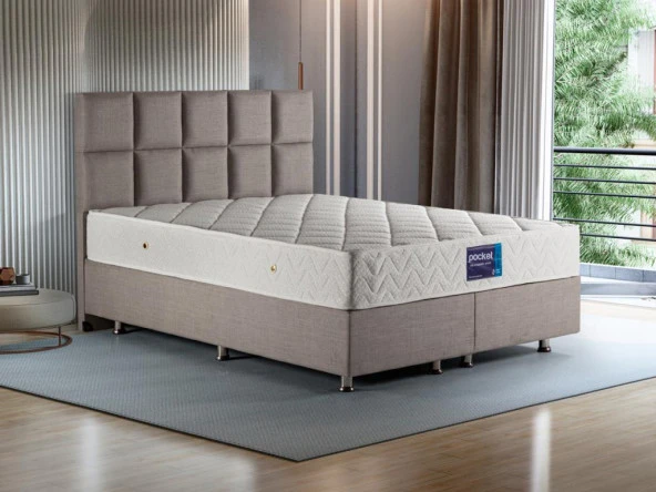 Niron Blue Pocket Çift Kişilik Lüks Full Ortopedik Paket Yaylı Orta Sert Yatak 140x190 cm - Resim 2