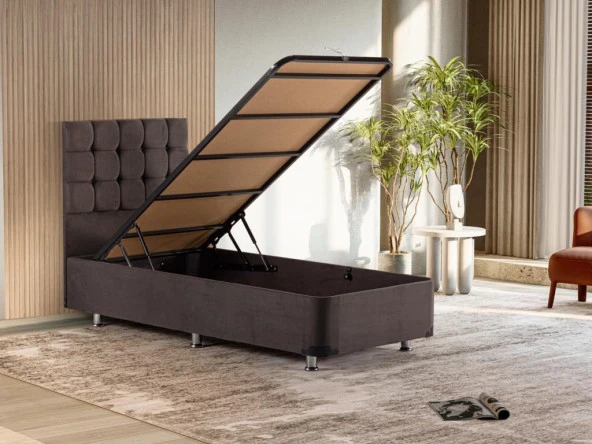 Niron Rama Füme Baza Ve Başlık Seti, Tek Kişilik 120x200 cm Baza Ve Başlık Takımı - 2