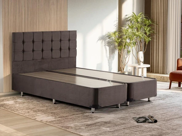 Niron Rama Füme Baza Ve Başlık Seti, Çift Kişilik 160x200 cm Baza Ve Başlık Takımı