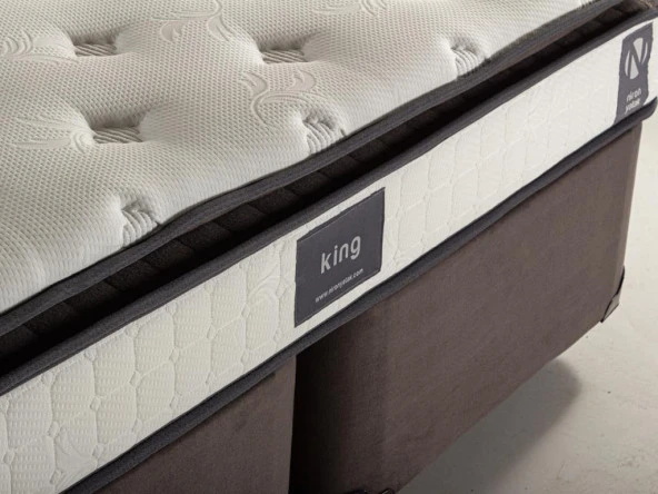 Niron King Yatak Seti 120x200 Tek Kişilik Yatak Baza Başlık Takımı Füme - Resim 5