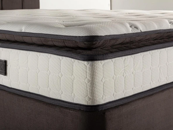 Niron King Yatak Seti 150x200 Çift Kişilik Yatak Baza Başlık Takımı Füme - Resim 4