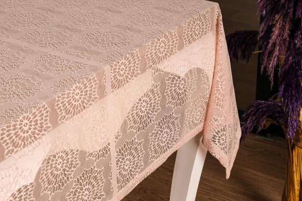 Finezza Ayçiçeği Lüx Raşel Dantel Pembe Masa Örtüsü 155x220 cm  - 1284 - 3