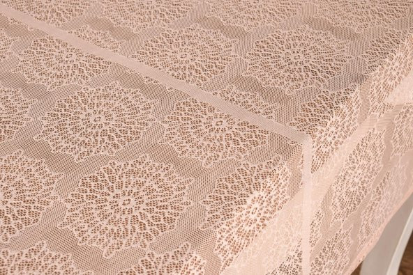 Finezza Ayçiçeği Lüx Raşel Dantel Pembe Masa Örtüsü 155x220 cm  - 1284 - 6